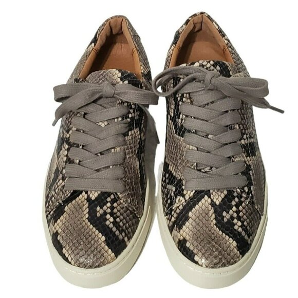 Frye Snakeskin Leather Sneaker Shoes Gym Italian Ivy Lace Black Gray Reptile 7 - Picture 15 of 16